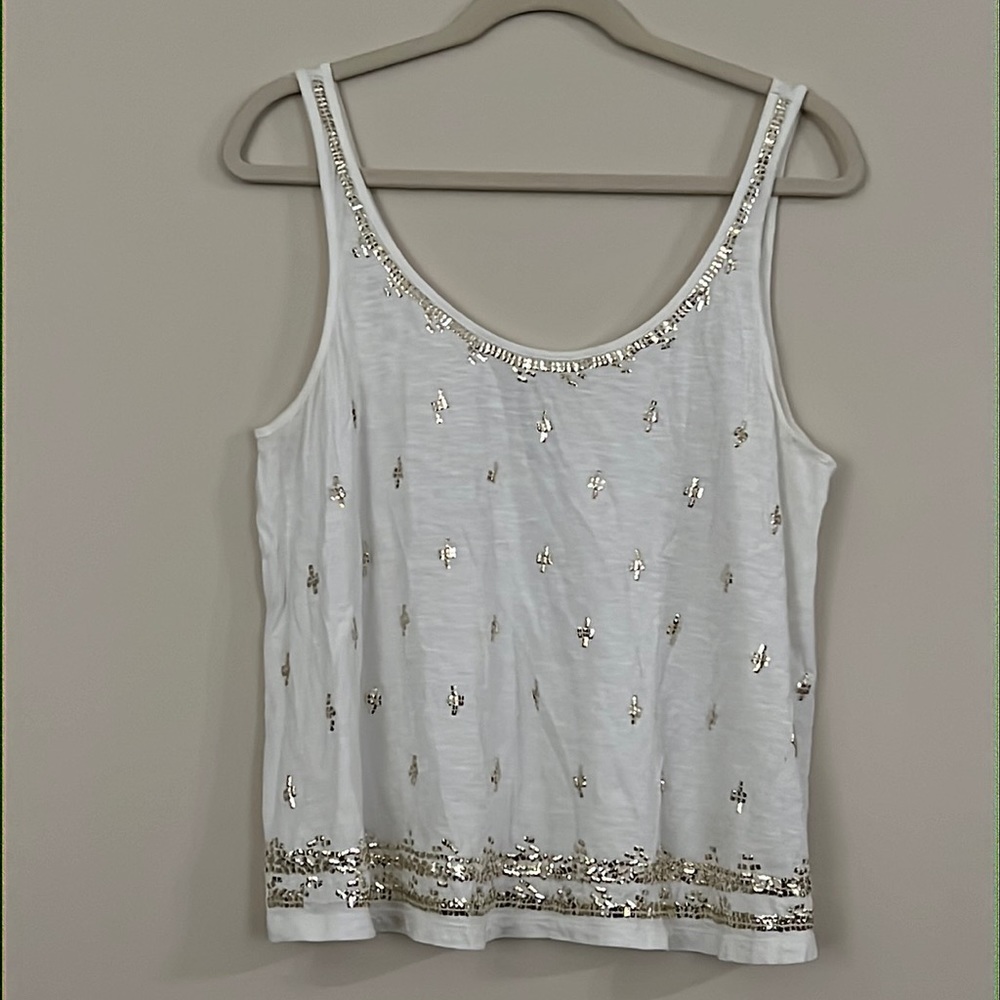 Cropped White Beaded Express Top
